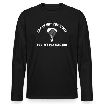Le ciel n’est pas la limite, c’est mon terrain de jeu - T-shirt manches longues Premium bio Homme - noir - Devant - Nico (187cm)