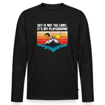 Le ciel n’est pas la limite, c’est mon terrain de jeu - T-shirt manches longues Premium bio Homme - noir - Devant - Nico (187cm)