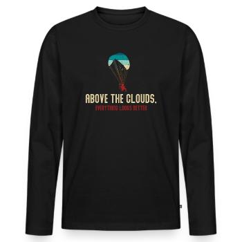 Above The Clouds Paramotor Enthusiast - Men's Premium Organic Long Sleeve Shirt - black - Front - Nico (187cm)