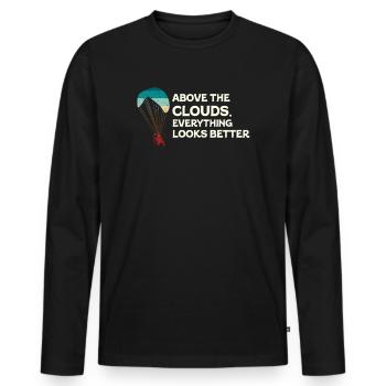 Above The Clouds Paramotor Enthusiast - Men's Premium Organic Long Sleeve Shirt - black - Front - Nico (187cm)