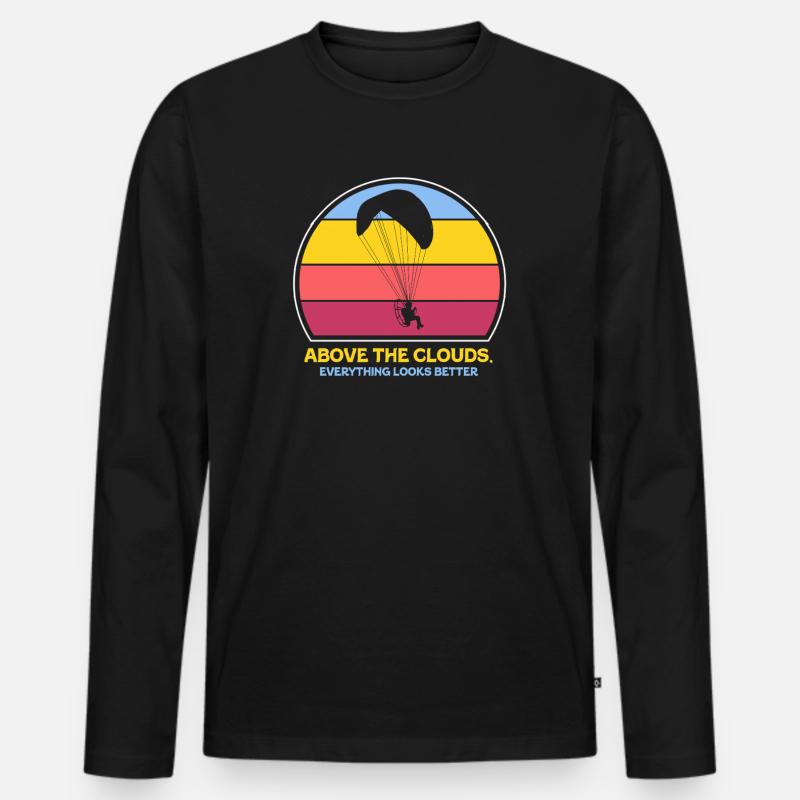 Über den Wolken Paramotor-Enthusiast - Männer Premium Bio Langarmshirt - Schwarz