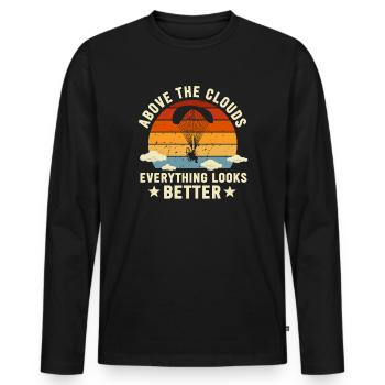 Above The Clouds Paramotor Enthusiast - Men's Premium Organic Long Sleeve Shirt - black - Front - Nico (187cm)
