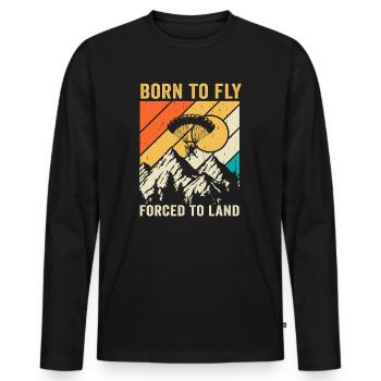 Born To Fly Forcé D’atterrir Paramoteur - T-shirt manches longues Premium bio Homme - noir - Devant - Nico (187cm)