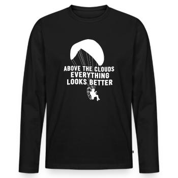 Above The Clouds Everything Looks Better - Men's Premium Organic Long Sleeve Shirt - black - Front - Nico (187cm)