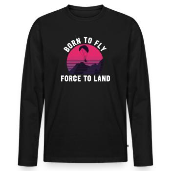 Born To Fly Forcé D’atterrir Paramoteur - T-shirt manches longues Premium bio Homme - noir - Devant - Nico (187cm)