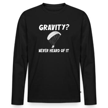 Mème hilarant de gravité de paramoteur - T-shirt manches longues Premium bio Homme - noir - Devant - Nico (187cm)