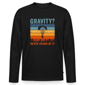 Lustiges Paramotor Gravitations-Meme - Männer Premium Bio Langarmshirt - Schwarz - Vorne - Nico (187cm)