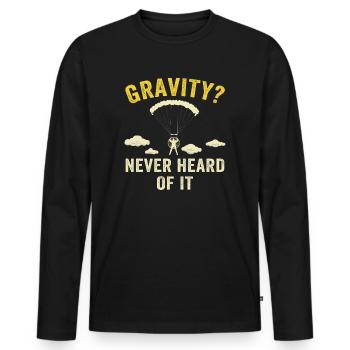 Mème hilarant de gravité de paramoteur - T-shirt manches longues Premium bio Homme - noir - Devant - Nico (187cm)