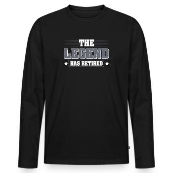 Die Legende hat sich zur Ruhe gesetzt Celebration - Männer Premium Bio Langarmshirt - Schwarz - Vorne - Nico (187cm)