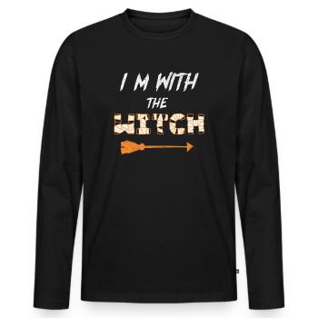 Ich bin mit der Hexe Halloween-Spaß - Männer Premium Bio Langarmshirt - Schwarz - Vorne - Nico (187cm)