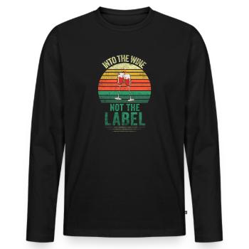 In den Wein, nicht in das Etikett Jahrgang - Männer Premium Bio Langarmshirt - Schwarz - Vorne - Nico (187cm)