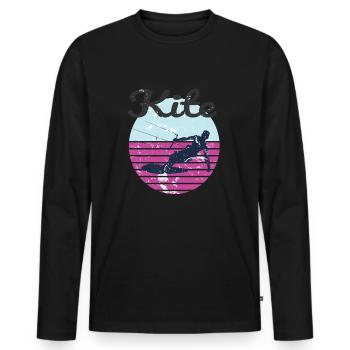 Ambiance d’aventure de kitesurf rétro - T-shirt manches longues Premium bio Homme - noir - Devant - Nico (187cm)