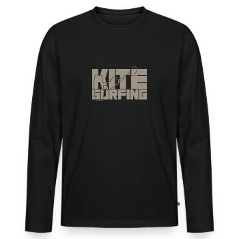 Ambiance d’aventure de kitesurf rétro - T-shirt manches longues Premium bio Homme - noir - Devant - Nico (187cm)