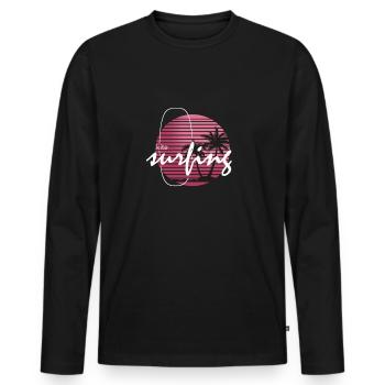 Ambiance d’aventure de kitesurf rétro - T-shirt manches longues Premium bio Homme - noir - Devant - Nico (187cm)