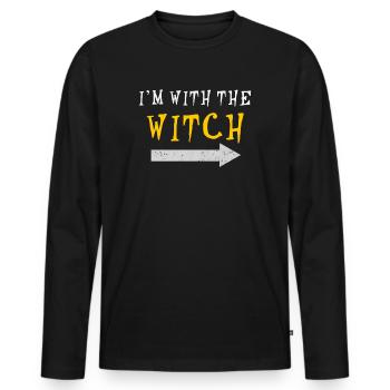 Ich bin mit der Hexe Halloween-Spaß - Männer Premium Bio Langarmshirt - Schwarz - Vorne - Nico (187cm)