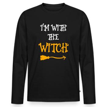 Ich bin mit der Hexe Halloween-Spaß - Männer Premium Bio Langarmshirt - Schwarz - Vorne - Nico (187cm)