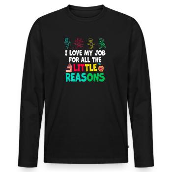I Love My Job For All The Little Reasons - Men's Premium Organic Long Sleeve Shirt - black - Front - Nico (187cm)