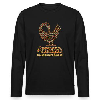 Sankofa Symbol Adinkra Ghana Black - Men's Premium Organic Long Sleeve Shirt - black - Front - Nico (187cm)