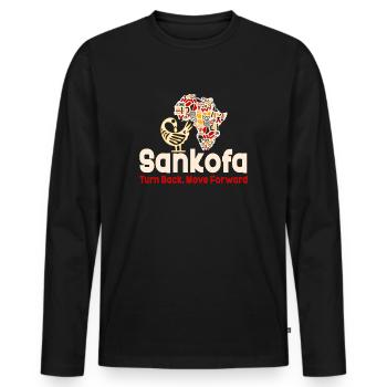 Sankofa Symbol Adinkra Ghana Black - Men's Premium Organic Long Sleeve Shirt - black - Front - Nico (187cm)