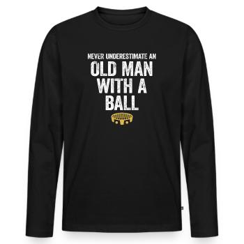 Alter Roundnet-Spieler - Männer Premium Bio Langarmshirt - Schwarz - Vorne - Nico (187cm)
