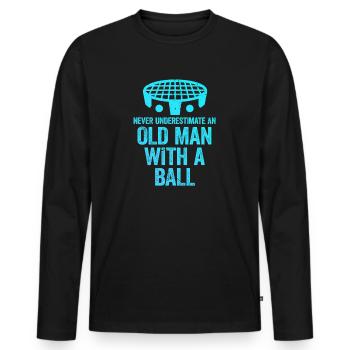 Alter Roundnet-Spieler - Männer Premium Bio Langarmshirt - Schwarz - Vorne - Nico (187cm)