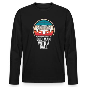 Alter Roundnet-Spieler - Männer Premium Bio Langarmshirt - Schwarz - Vorne - Nico (187cm)