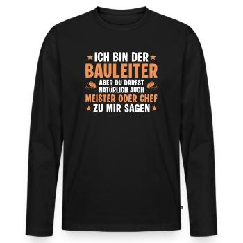 Bauleiter Meister oder Chef - Bauherr - Männer Premium Bio Langarmshirt - Schwarz - Vorne - Nico (187cm)