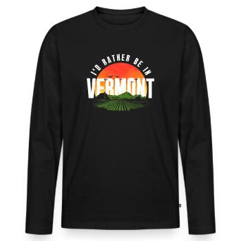 Je préférerais être dans le Vermont - T-shirt manches longues Premium bio Homme - noir - Devant - Nico (187cm)