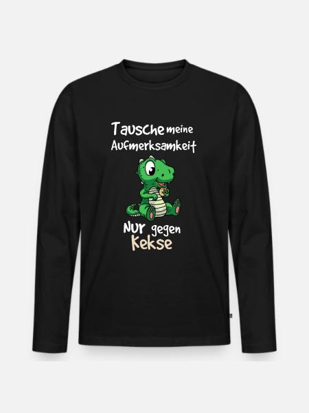 Small Crocodile Saying Design - Men's Premium Organic Long Sleeve Shirt - black