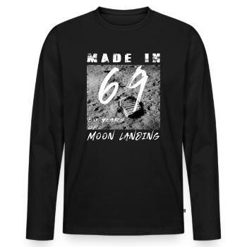 Made in 69 Born in 1969 - Men's Premium Organic Long Sleeve Shirt - black - Front - Nico (187cm)