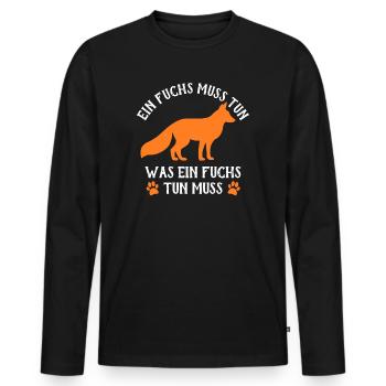 EIN FUCHS MUSS TUN - WAS EIN FUCHS TUN MUSS - Männer Premium Bio Langarmshirt - Schwarz - Vorne - Nico (187cm)