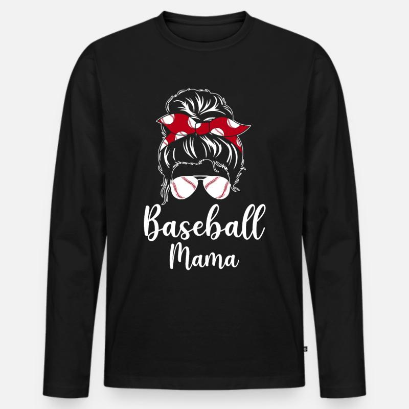 Baseball Mama - Männer Premium Bio Langarmshirt - Schwarz
