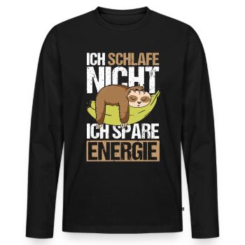 Ich schlafe nicht Ich spare Energie - Männer Premium Bio Langarmshirt - Schwarz - Vorne - Nico (187cm)