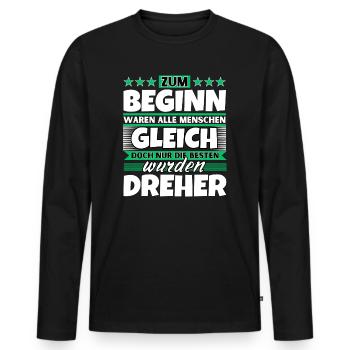 Zum Beginn gleich die besten wurden Dreher - Männer Premium Bio Langarmshirt - Schwarz - Vorne - Nico (187cm)