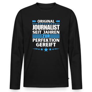 Journalist matured to perfection - Men's Premium Organic Long Sleeve Shirt - black - Front - Nico (187cm)