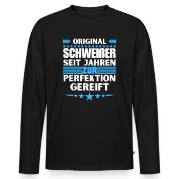 Welder matured to perfection - Men's Premium Organic Long Sleeve Shirt - black - Front - Nico (187cm)