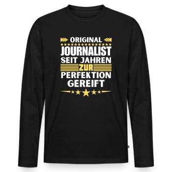 Journalist matured to perfection - Men's Premium Organic Long Sleeve Shirt - black - Front - Nico (187cm)