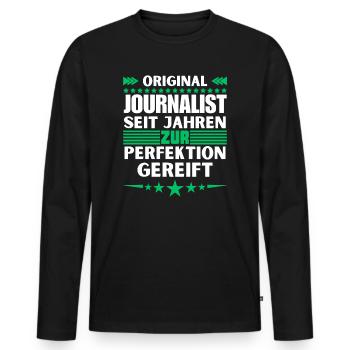 Journalist matured to perfection - Men's Premium Organic Long Sleeve Shirt - black - Front - Nico (187cm)
