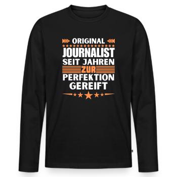 Journalist matured to perfection - Men's Premium Organic Long Sleeve Shirt - black - Front - Nico (187cm)