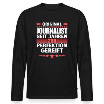Journalist matured to perfection - Men's Premium Organic Long Sleeve Shirt - black - Front - Nico (187cm)