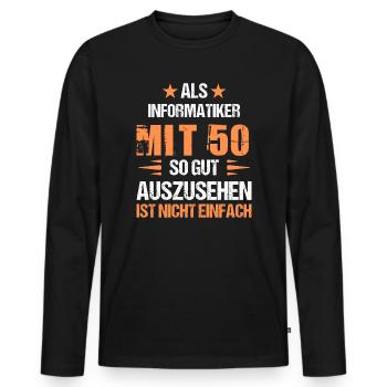 À 50 ans, un bel informaticien - T-shirt manches longues Premium bio Homme - noir - Devant - Nico (187cm)