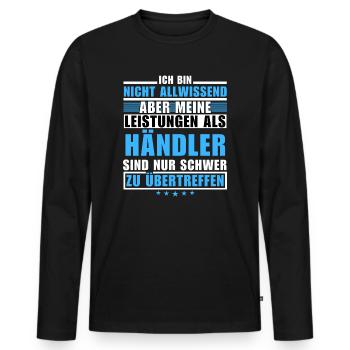 Unübertroffene Leistung als Händler - Männer Premium Bio Langarmshirt - Schwarz - Vorne - Nico (187cm)