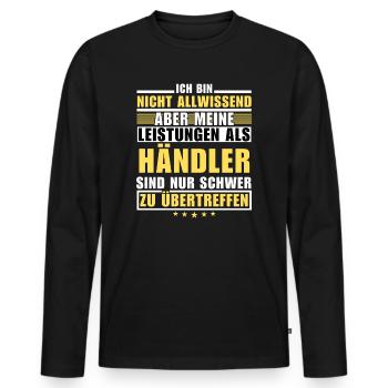 Unübertroffene Leistung als Händler - Männer Premium Bio Langarmshirt - Schwarz - Vorne - Nico (187cm)