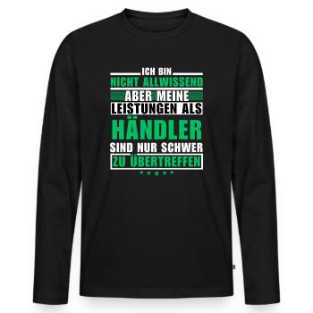 Unübertroffene Leistung als Händler - Männer Premium Bio Langarmshirt - Schwarz - Vorne - Nico (187cm)
