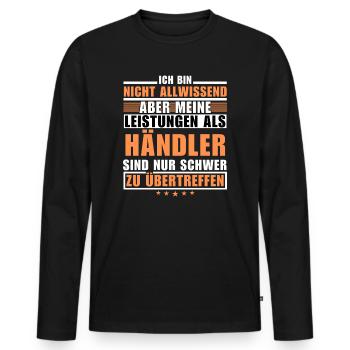 Unübertroffene Leistung als Händler - Männer Premium Bio Langarmshirt - Schwarz - Vorne - Nico (187cm)