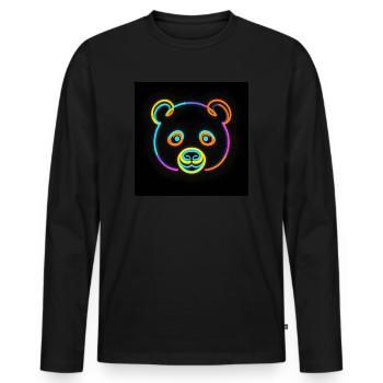 Panda Toby gives the world a happy smile - Men's Premium Organic Long Sleeve Shirt - black - Front - Nico (187cm)