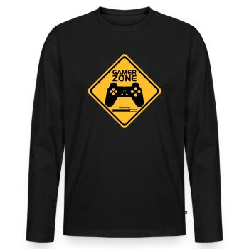 Gamer Zone - T-shirt manches longues Premium bio Homme - noir - Devant - Nico (187cm)
