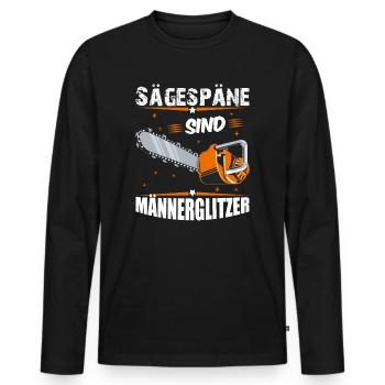 Sägespäne sind Männerglitzer Kettensäge Motorsäge - Männer Premium Bio Langarmshirt - Schwarz - Vorne - Nico (187cm)