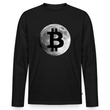 Bitcoin Lune Cryptomonnaies - T-shirt manches longues Premium bio Homme - noir - Devant - Nico (187cm)