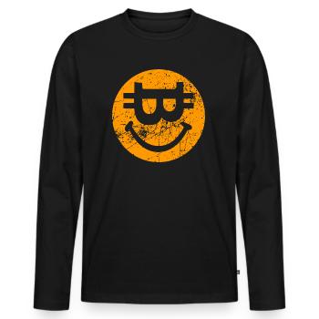 Bitcoin Smile Blockchain Motto - Men's Premium Organic Long Sleeve Shirt - black - Front - Nico (187cm)